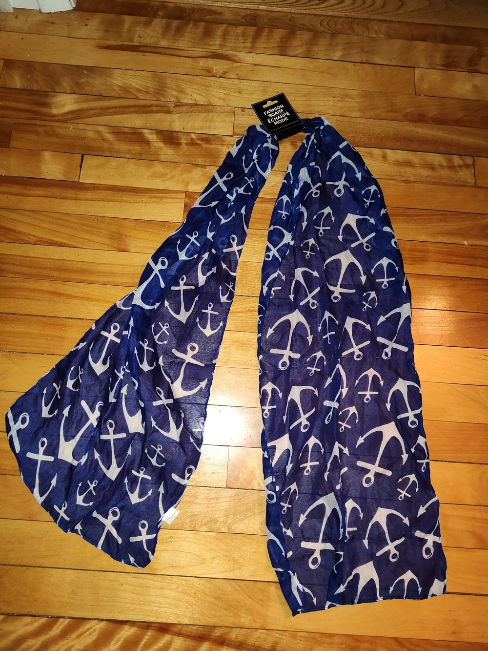 Nautical Anchor Print Lightweight Scarf - Blue